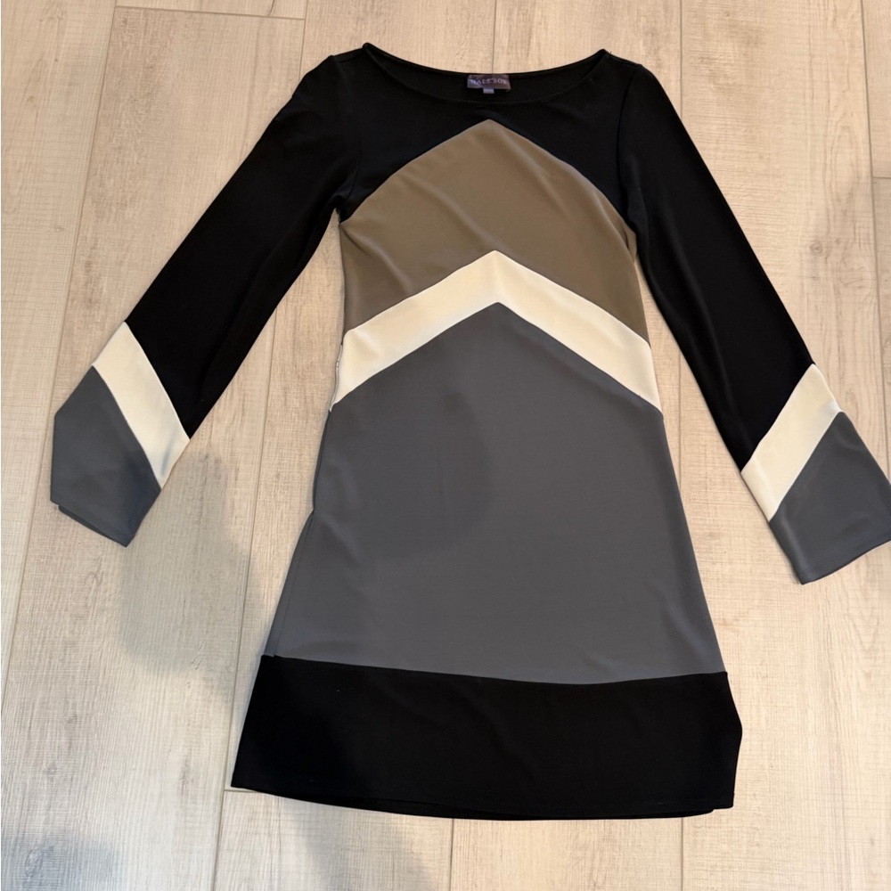 Hale Bob Black and Gray Long Sleeve Dress size XS